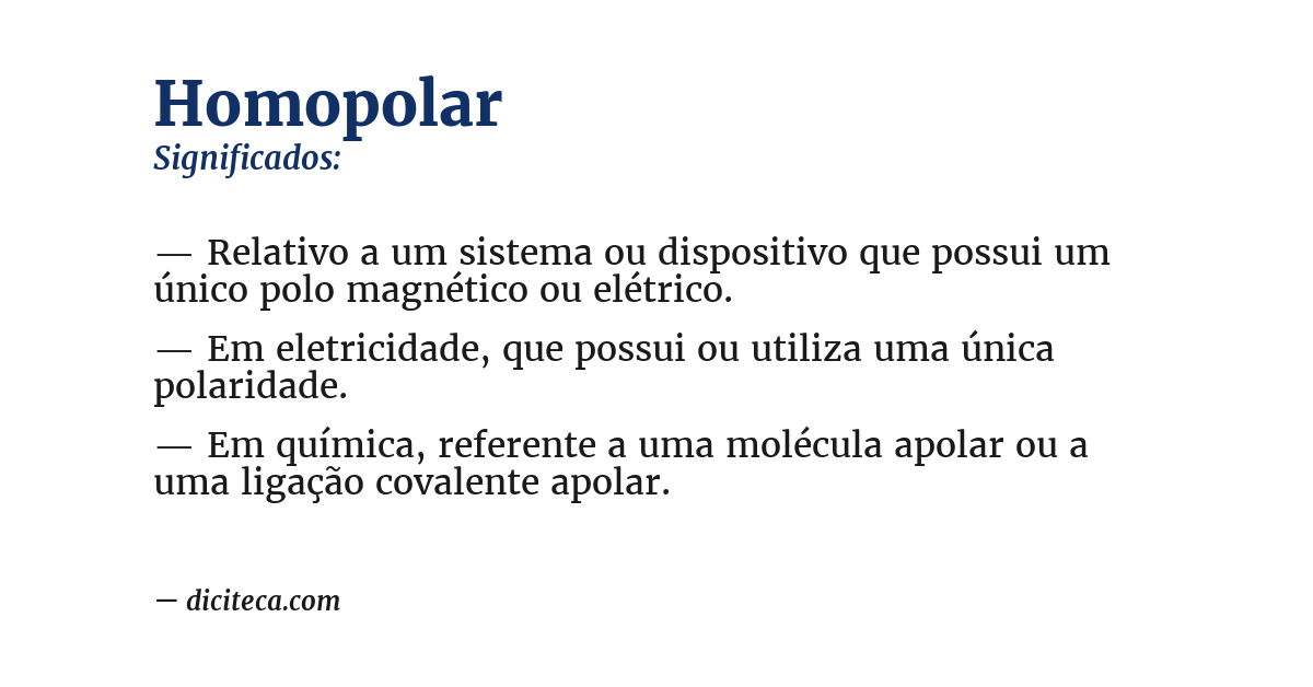 Significado de homopolar