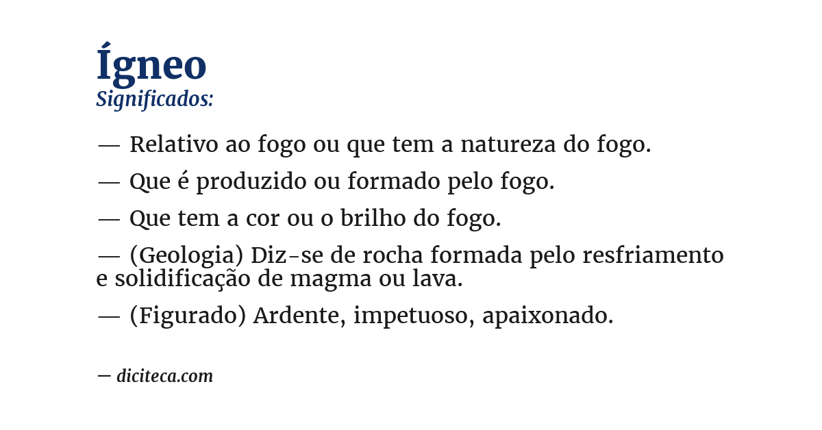 Significado de ígneo