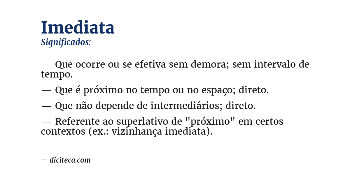 Significado de imediata