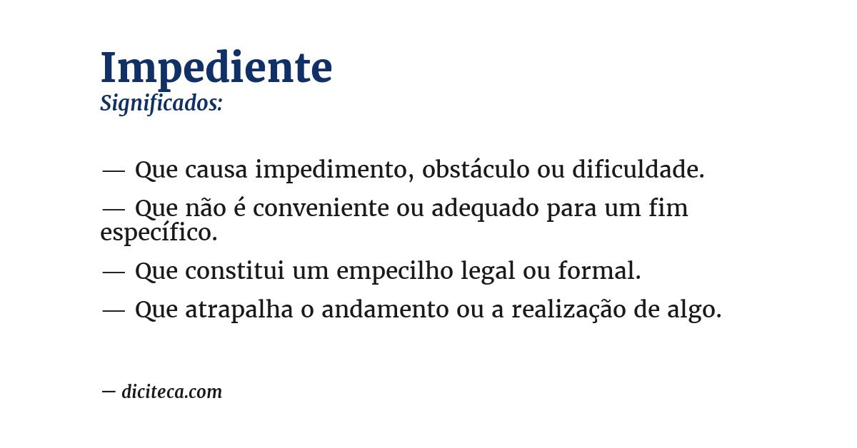 Significado de impediente