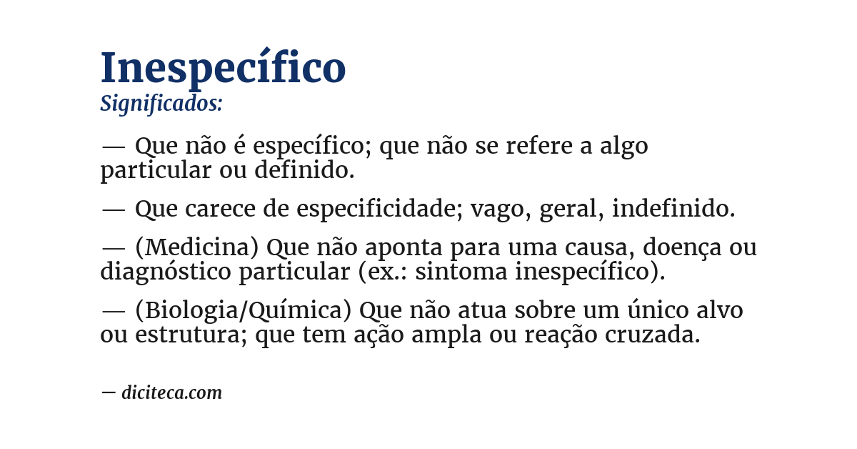 Significado de inespecífico