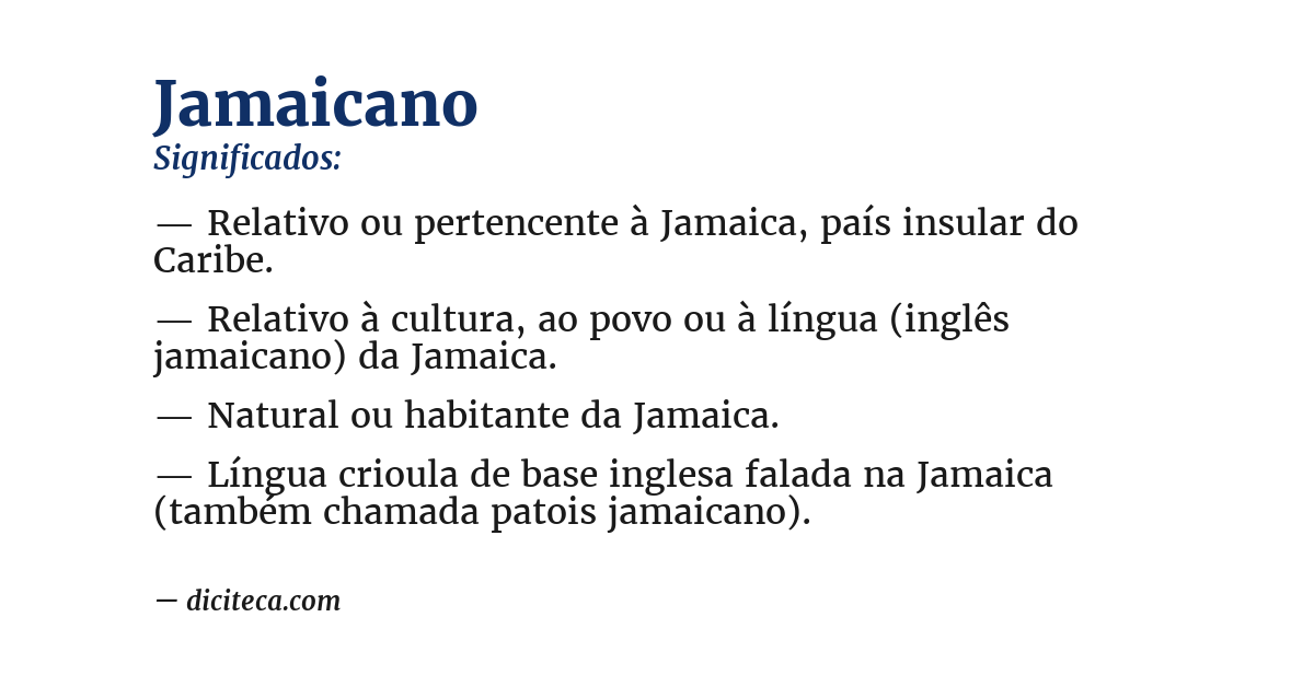 Significado de jamaicano