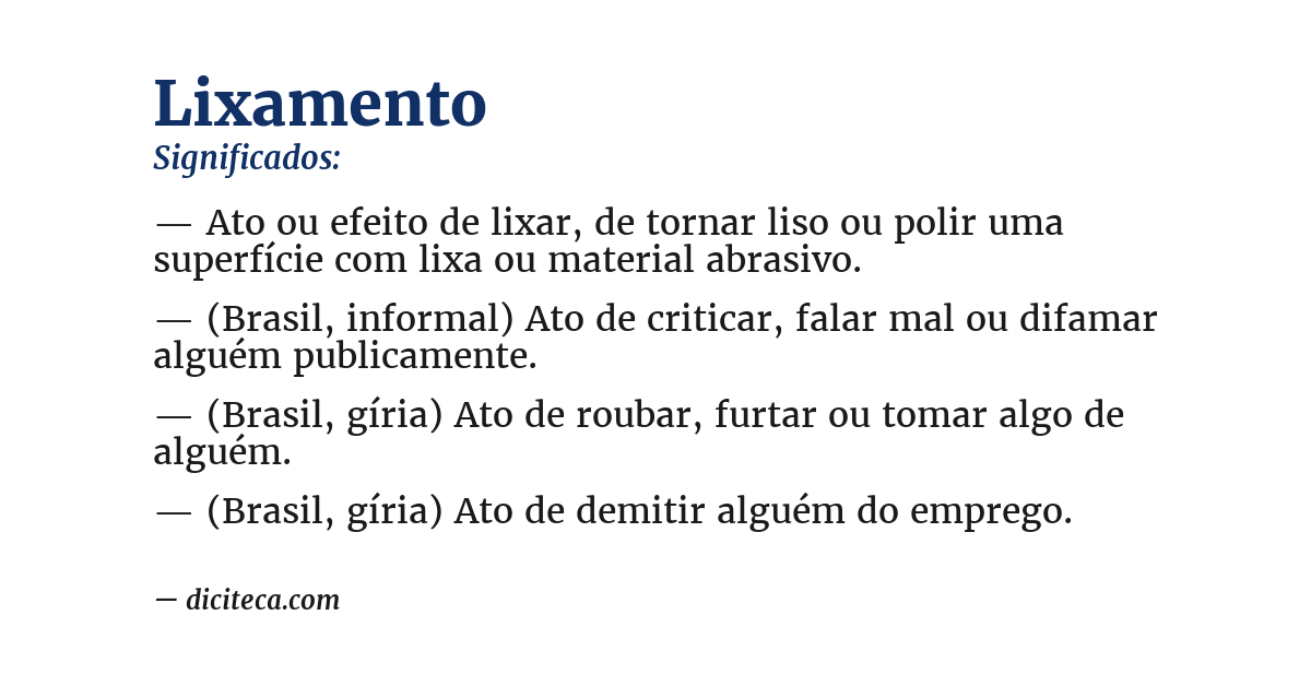 Significado de lixamento