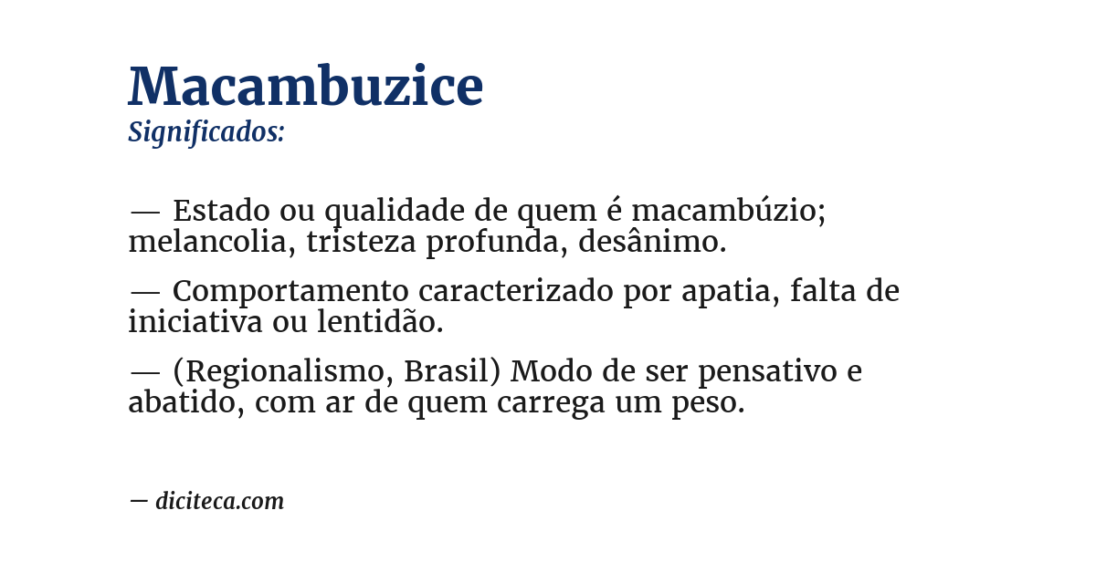 Significado de macambuzice