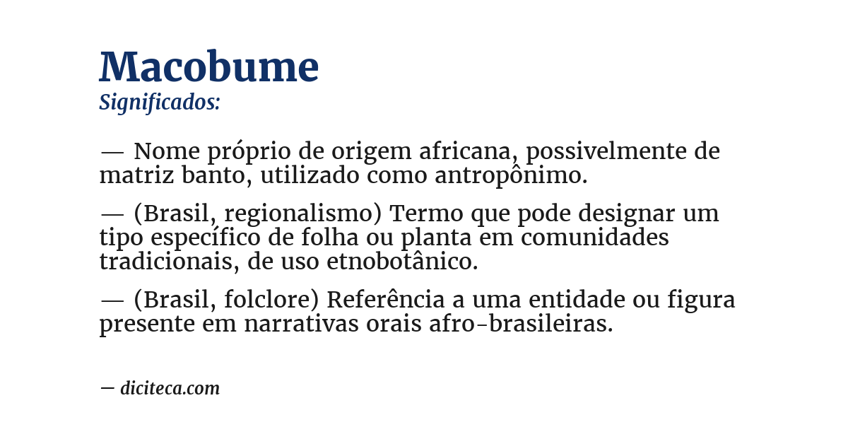 Significado de macobume