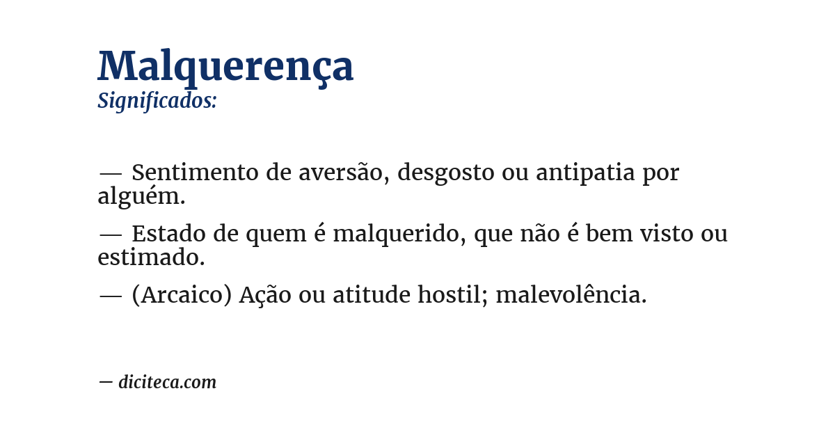 Significado de malquerença