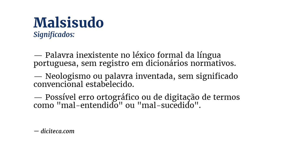Significado de malsisudo