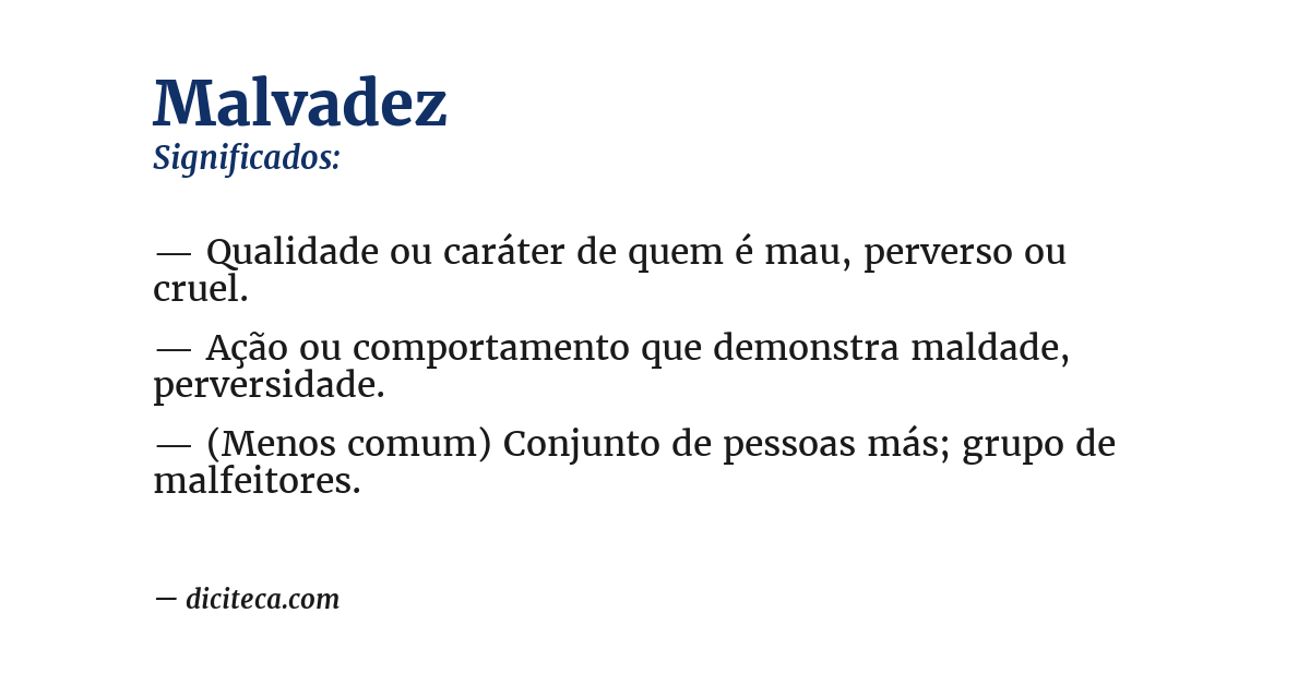Significado de malvadez