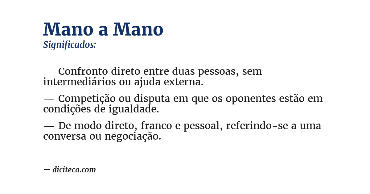 Significado de mano a mano