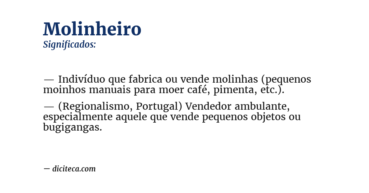Significado de molinheiro