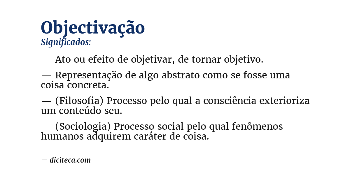 Significado de objectivação