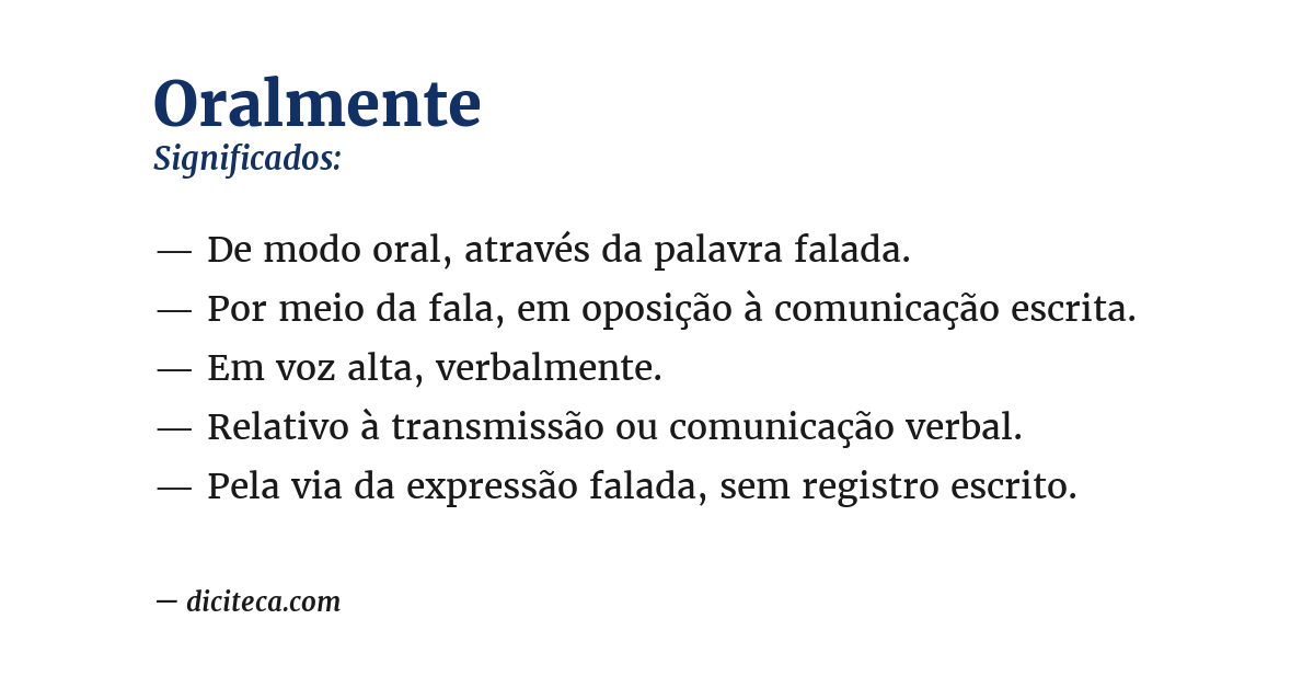 Significado de oralmente