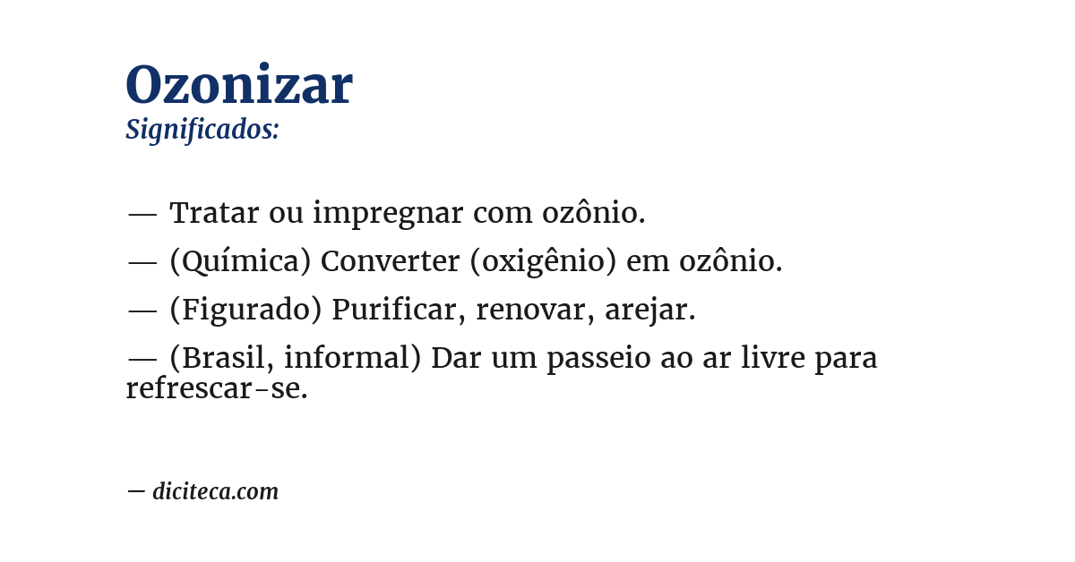 Significado de ozonizar