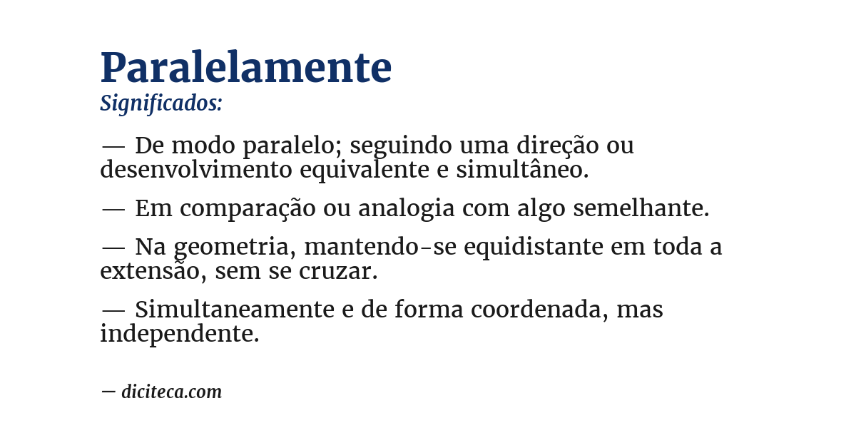 Significado de paralelamente