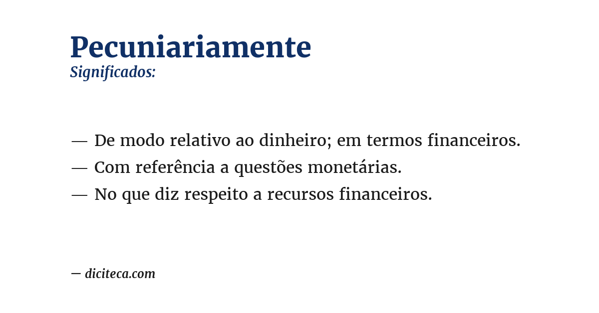 Significado de pecuniariamente