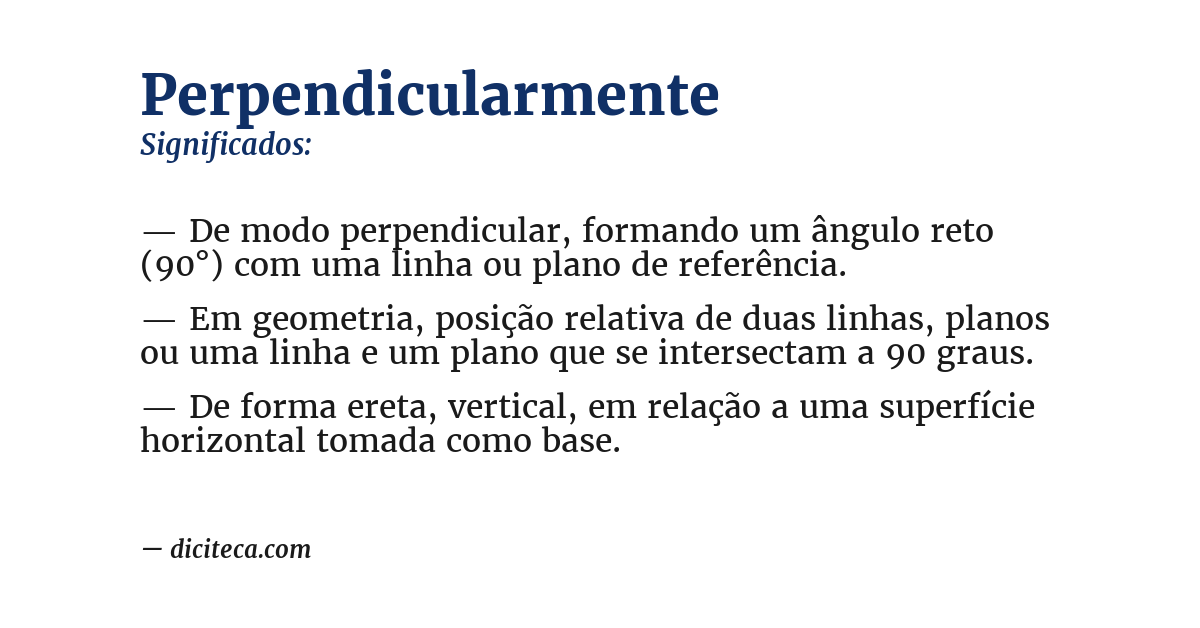 Significado de perpendicularmente