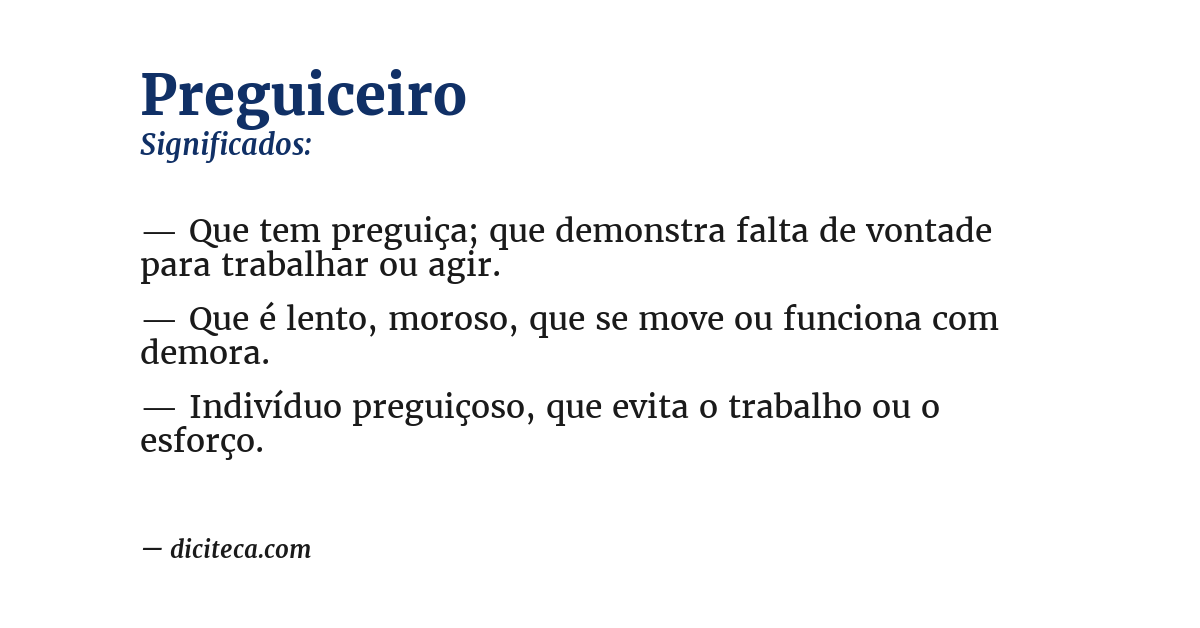 Significado de preguiceiro