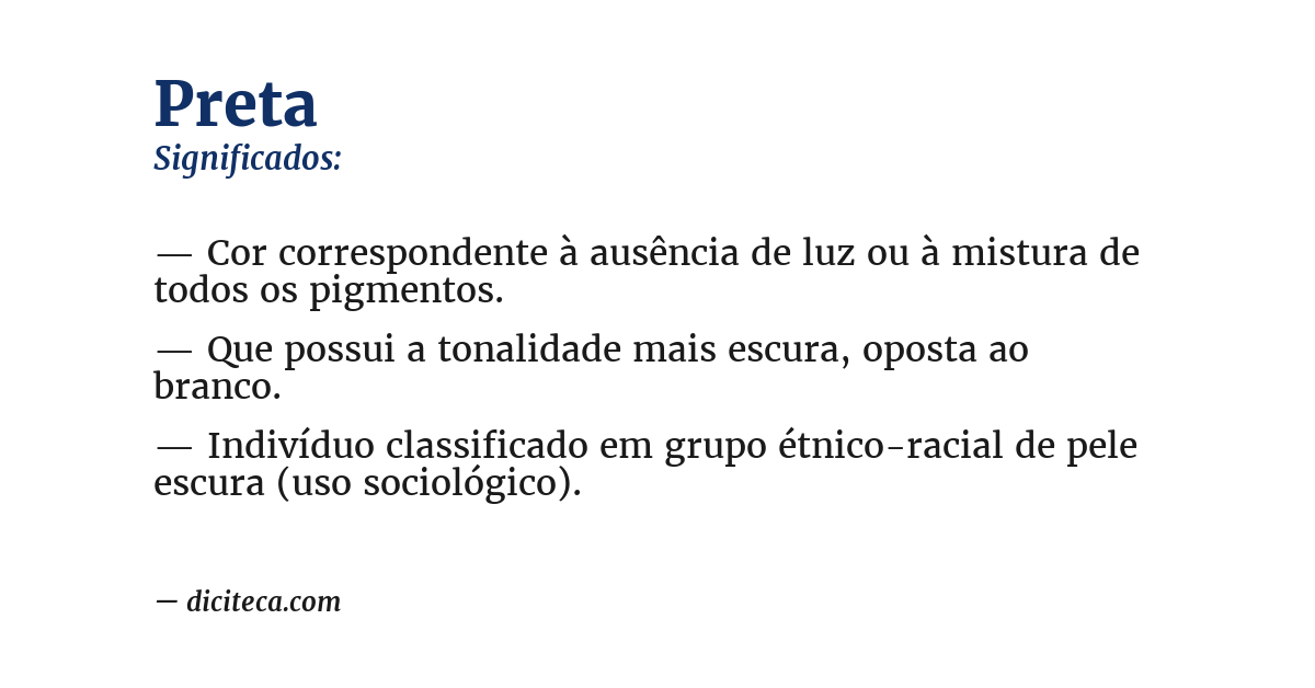 Significado de preta
