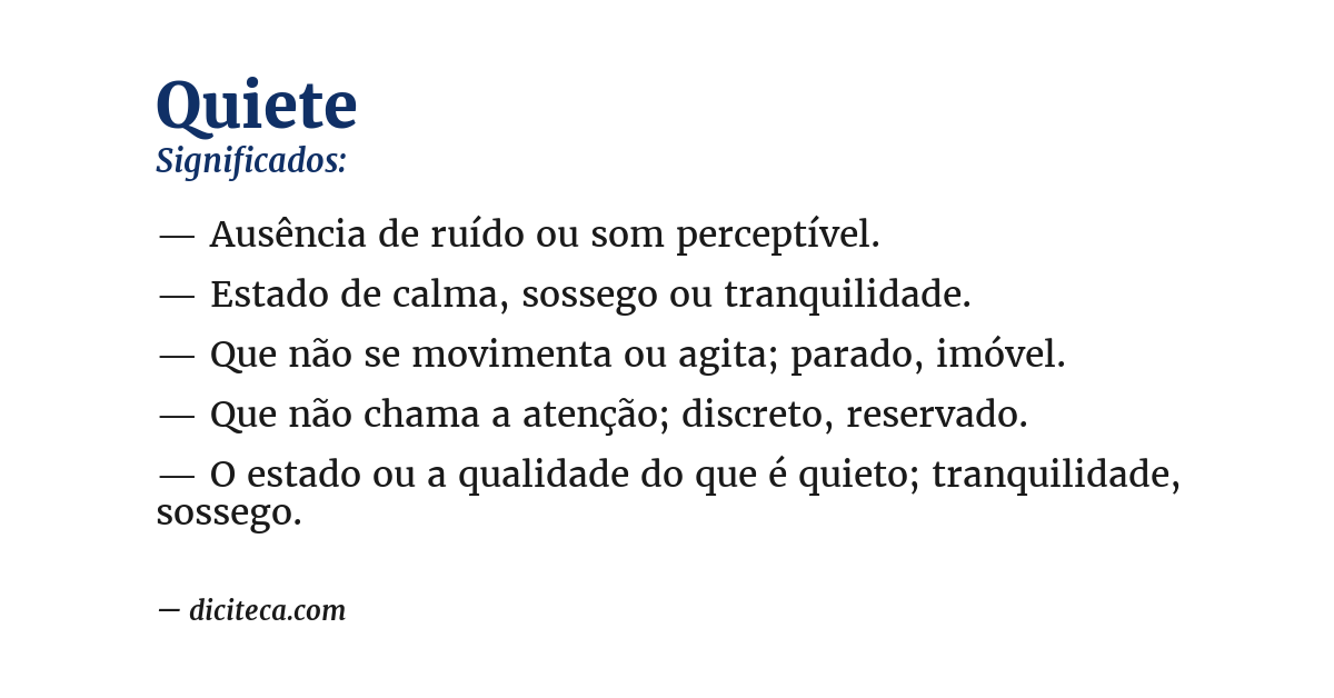 Significado de quiete