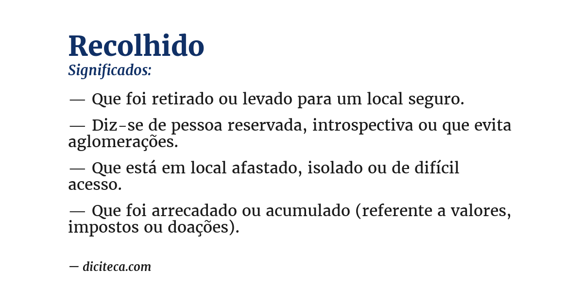 Significado de recolhido