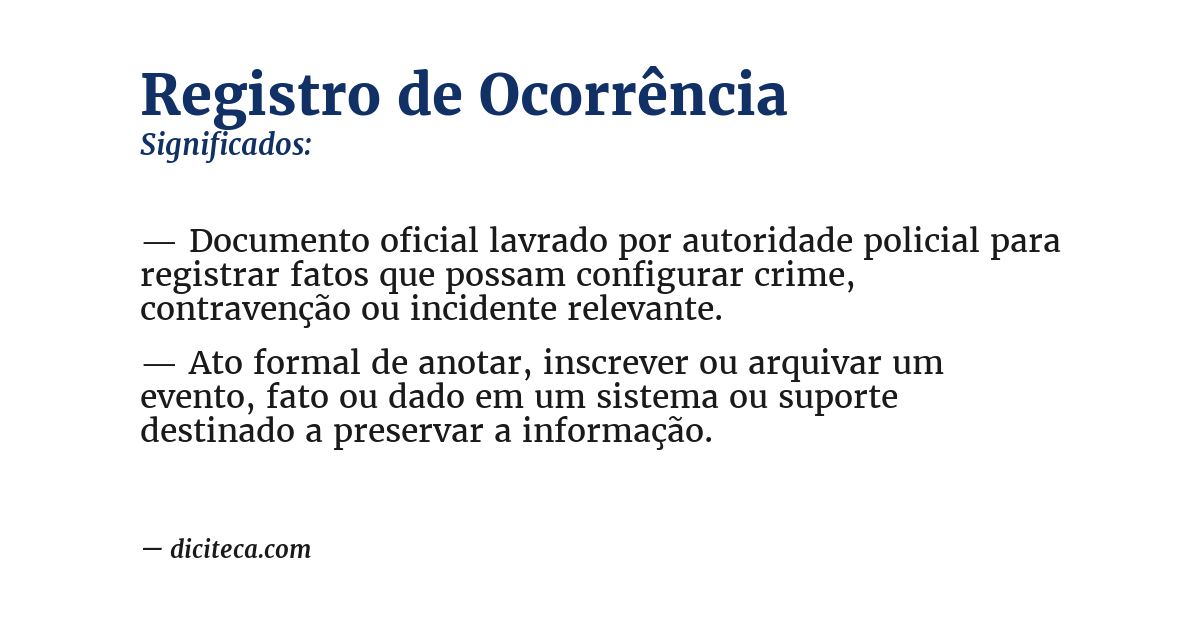 Significado de registro de ocorrência