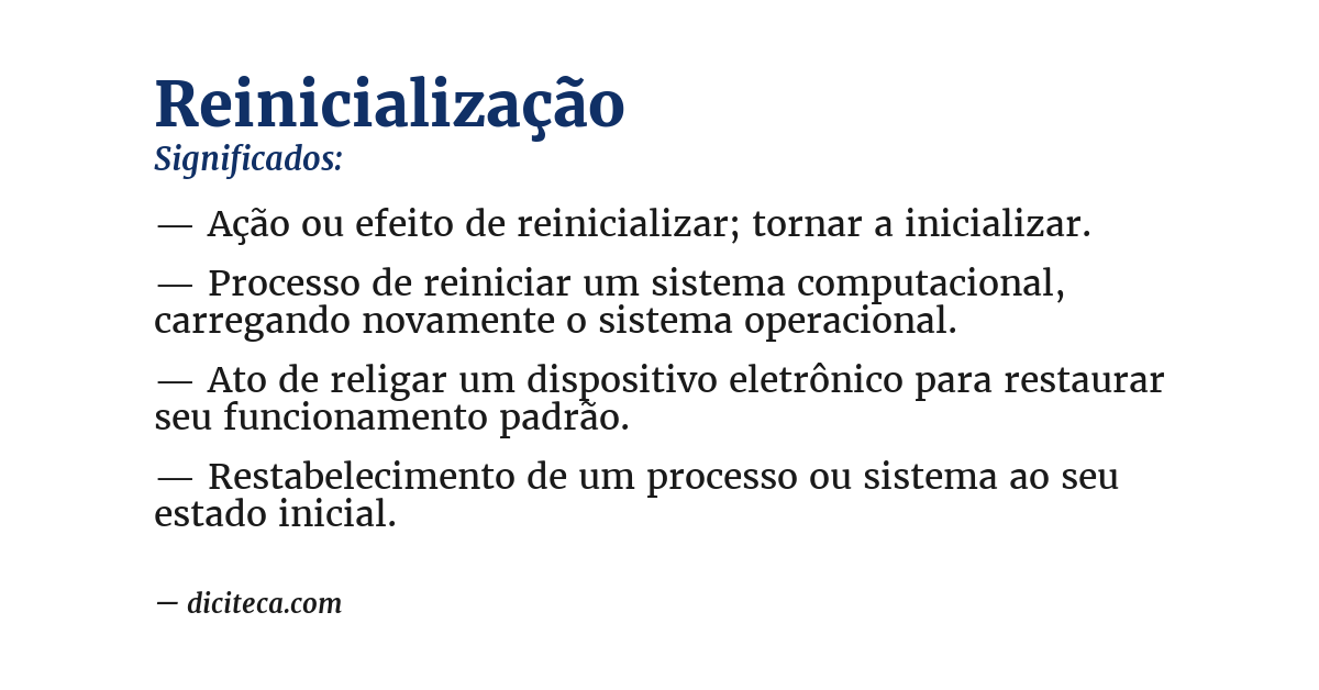 Significado de reinicialização