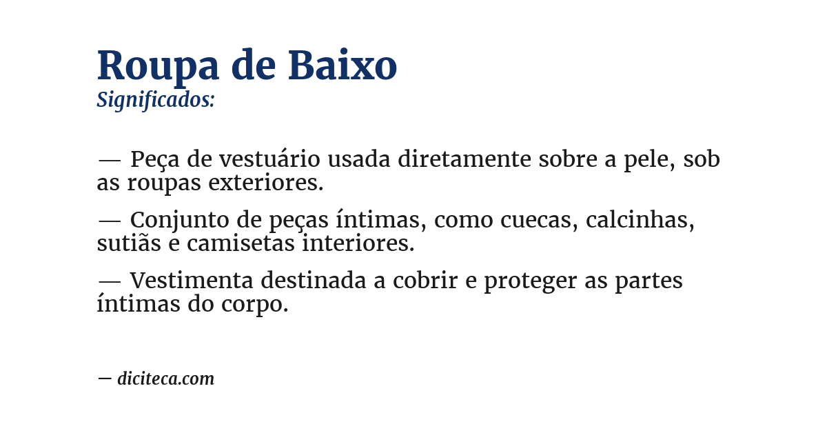 Significado de roupa de baixo
