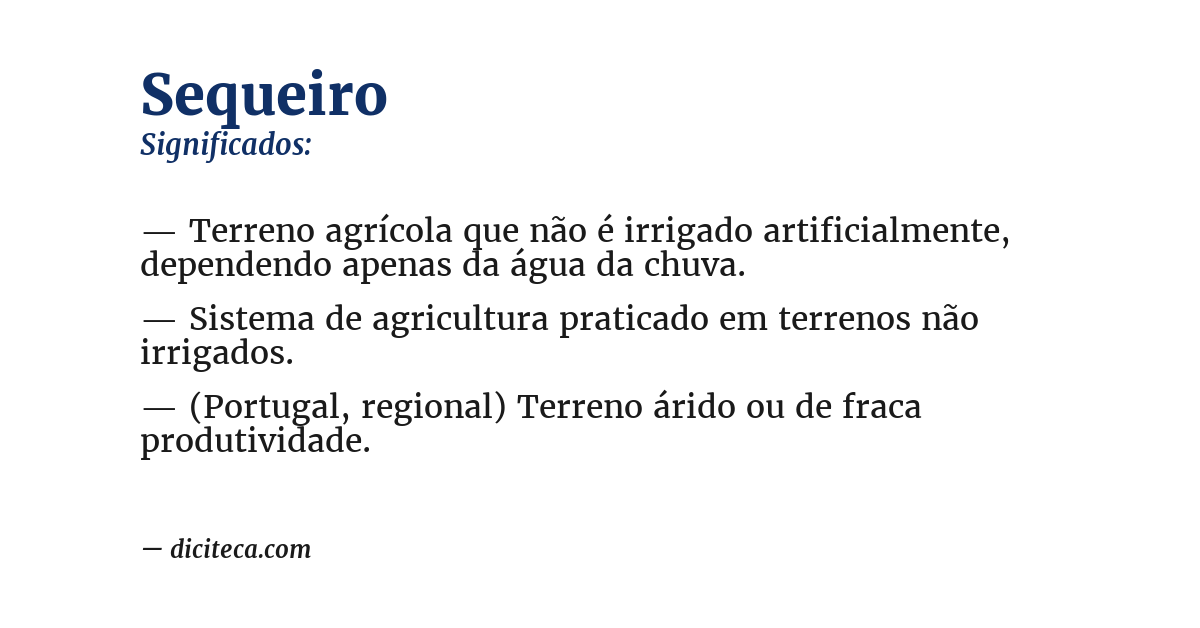 Significado de sequeiro