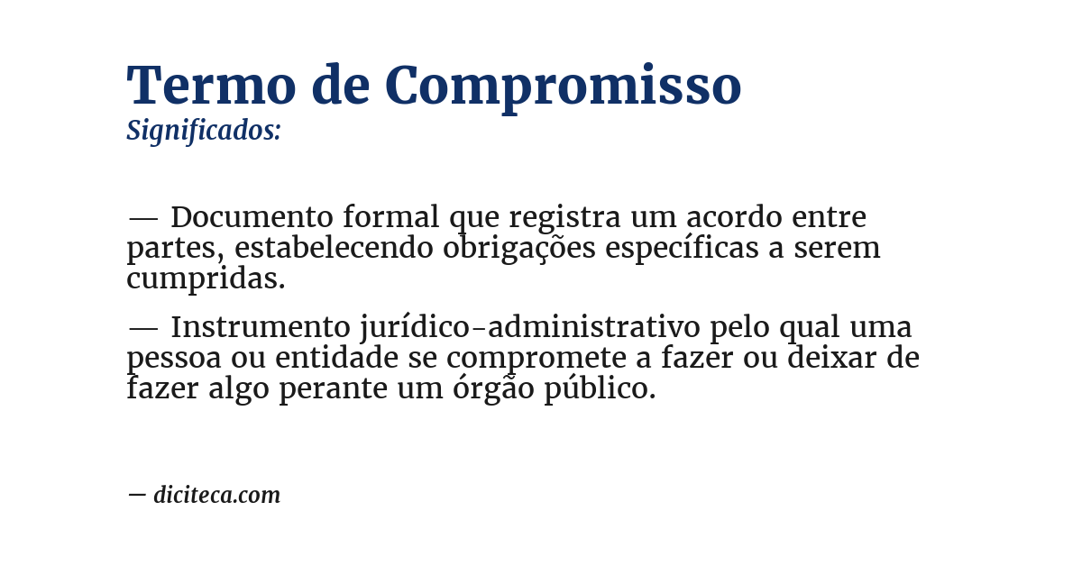 Significado de termo de compromisso