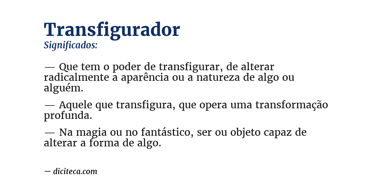 Significado de transfigurador