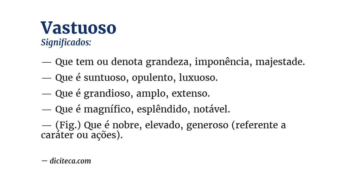 Significado de vastuoso