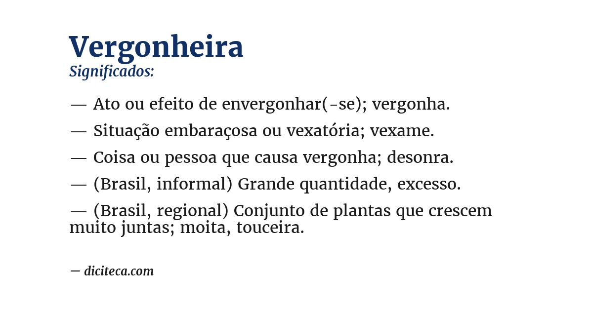 Significado de vergonheira