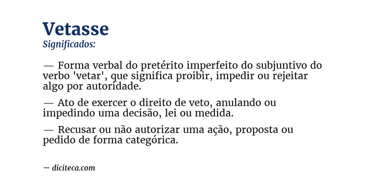 Significado de vetasse