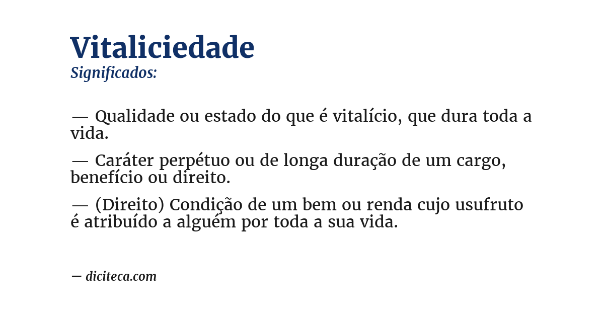 Significado de vitaliciedade
