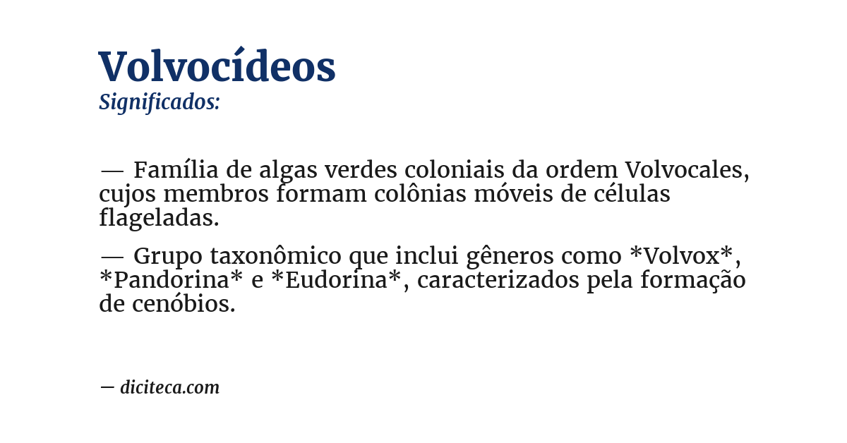 Significado de volvocídeos