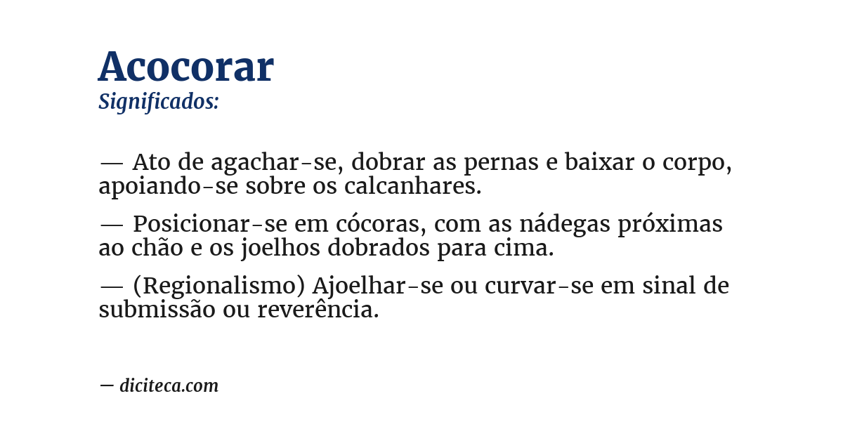 Significado de acocorar