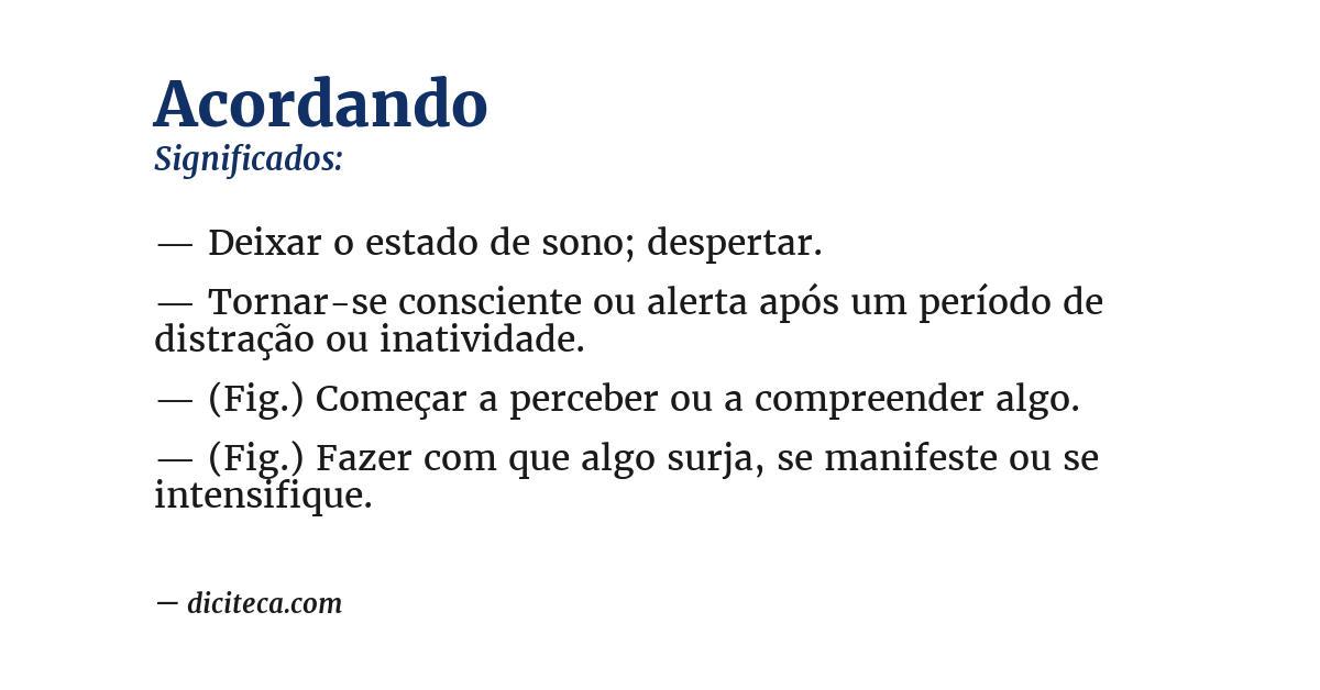 Significado de acordando