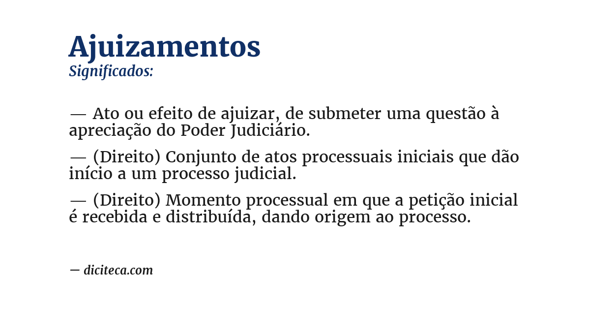 Significado de ajuizamentos