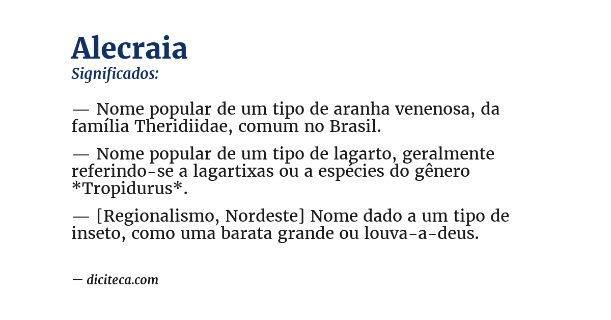 Significado de alecraia