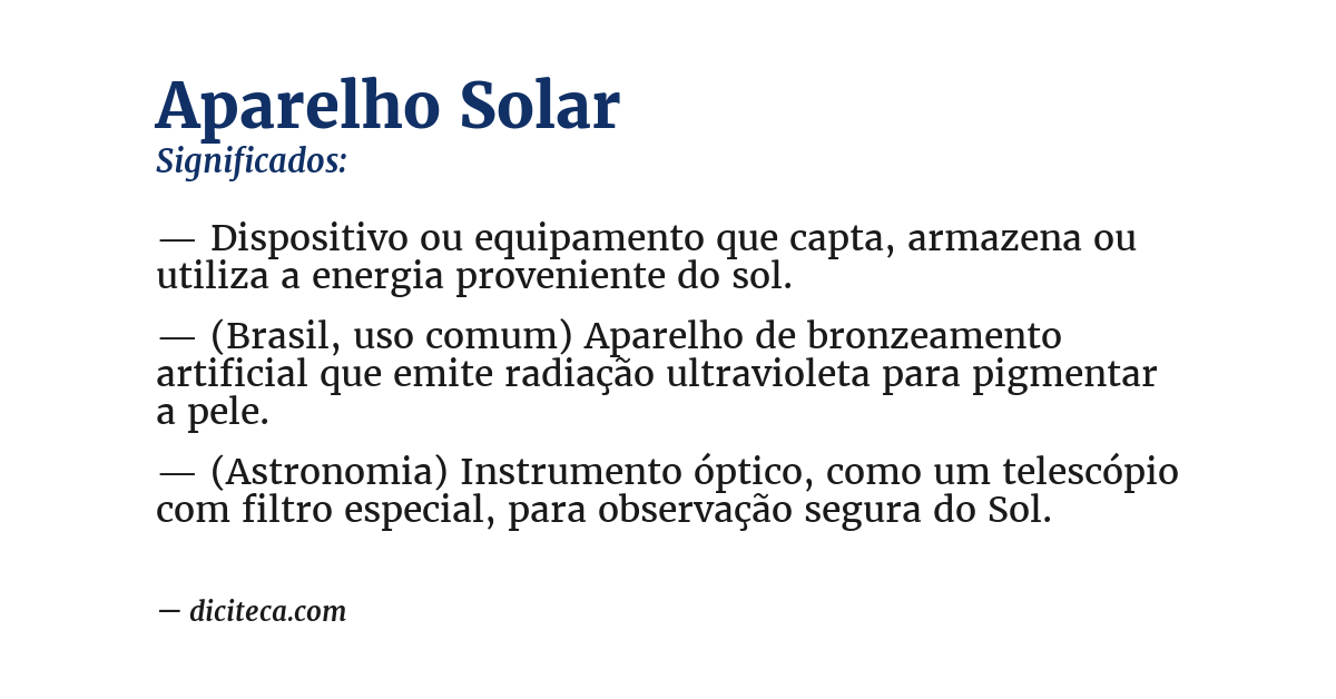 Significado de aparelho solar