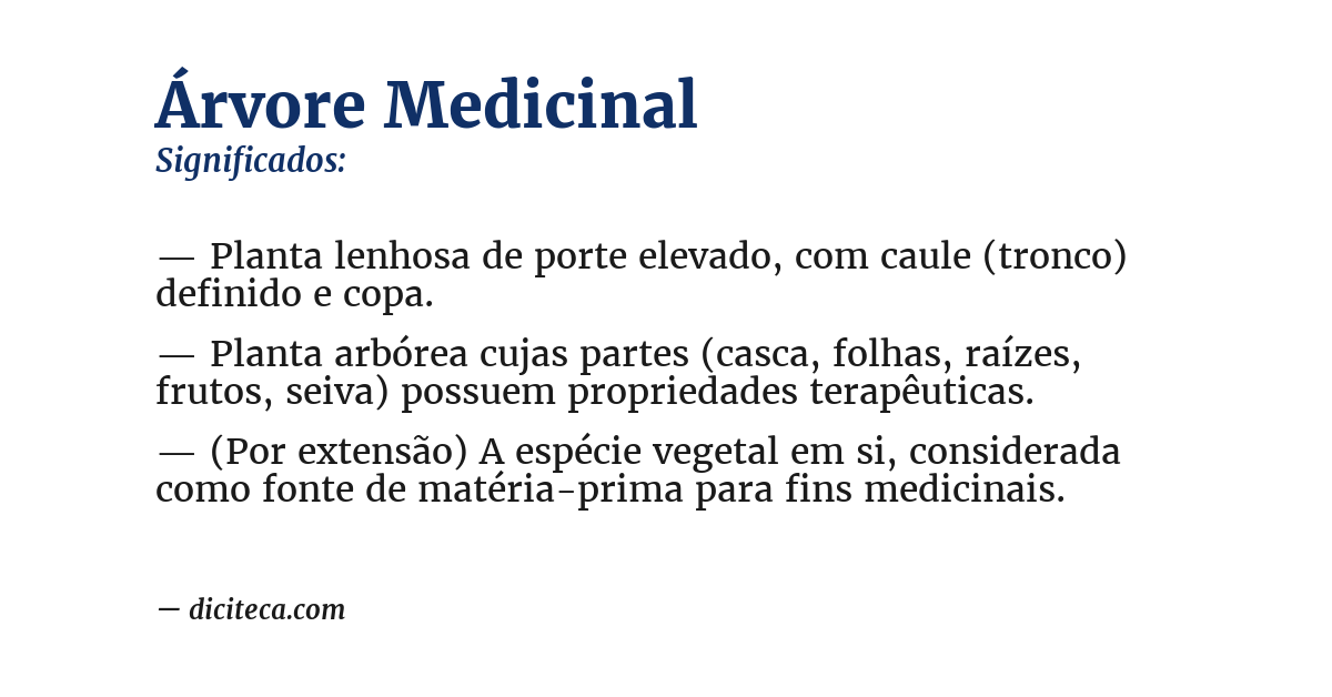 Significado de árvore medicinal