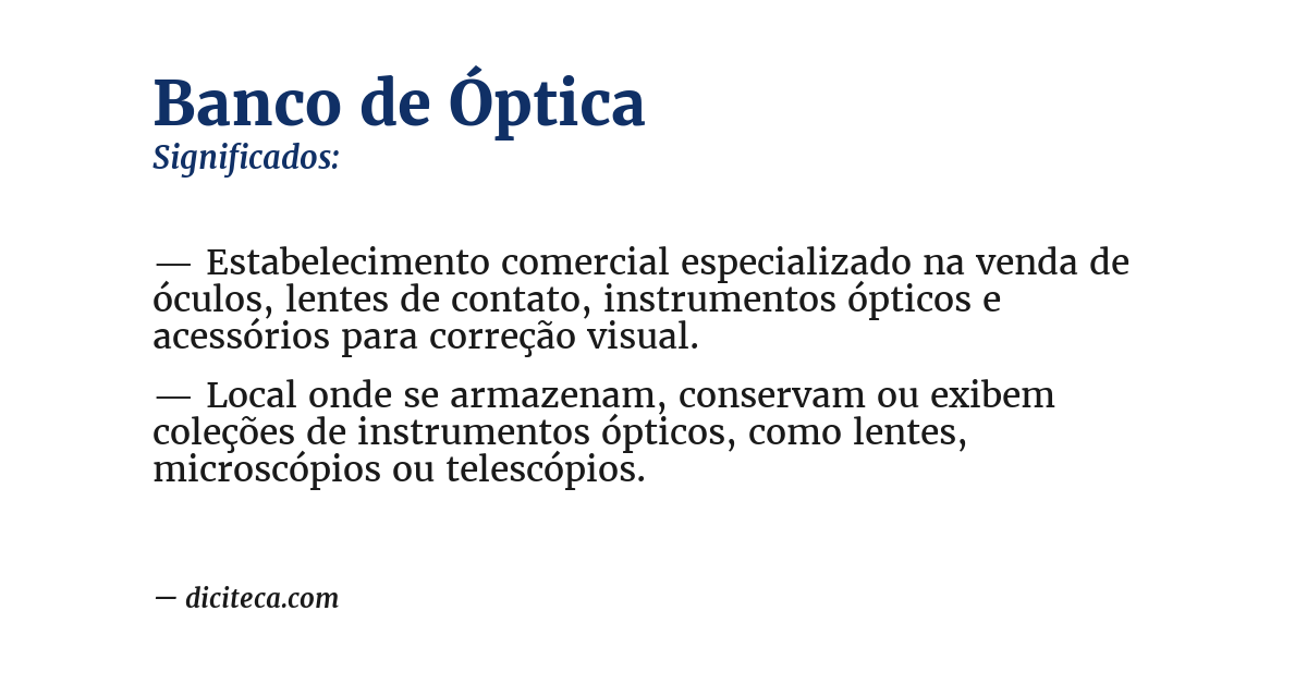 Significado de banco de óptica
