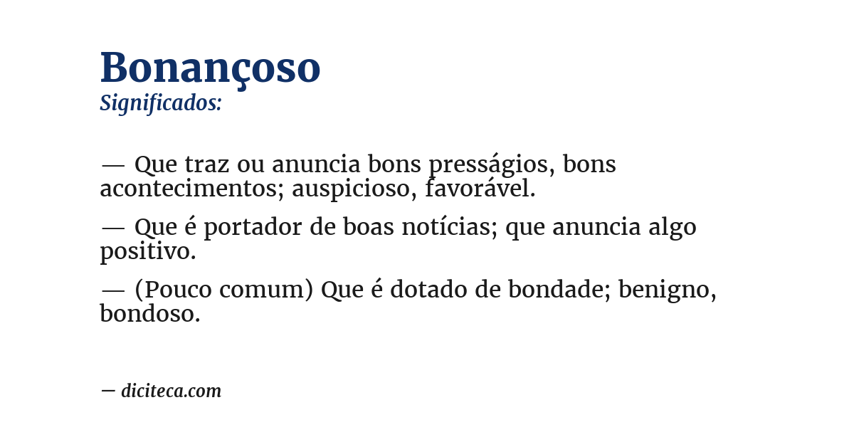 Significado de bonançoso