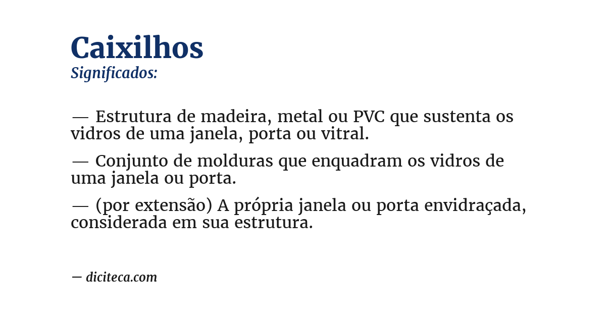 Significado de caixilhos
