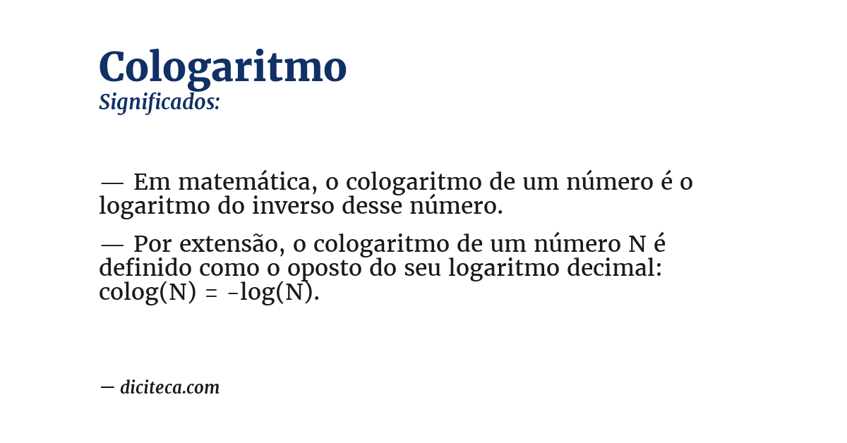 Significado de cologaritmo