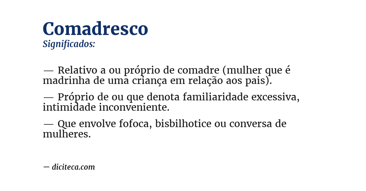 Significado de comadresco