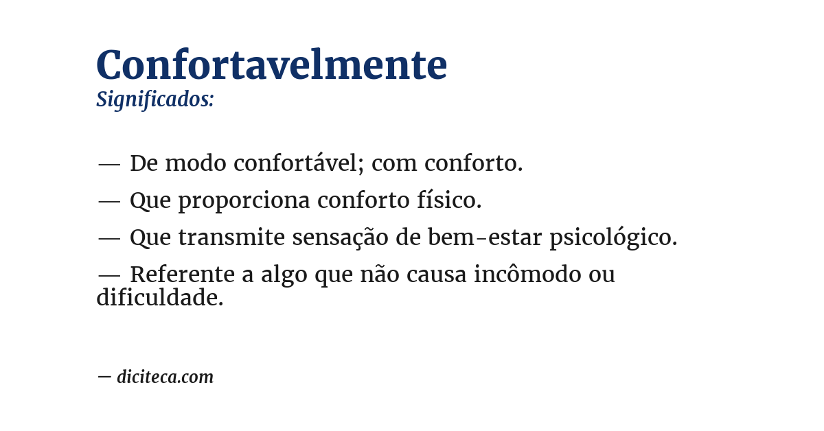 Significado de confortavelmente