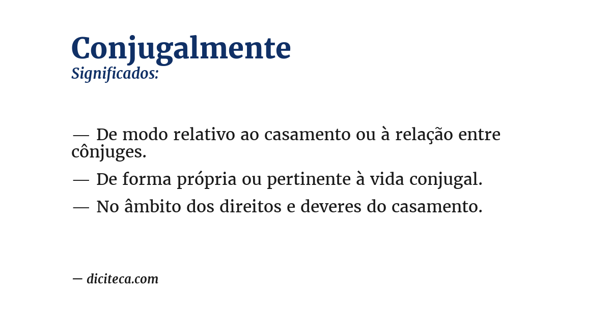 Significado de conjugalmente