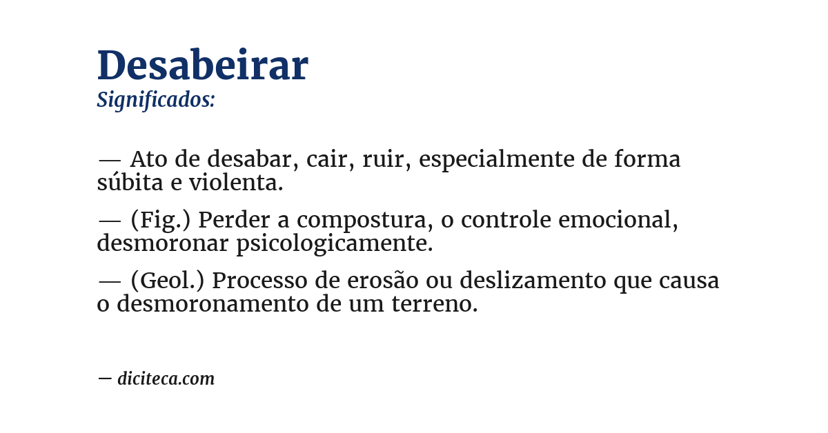 Significado de desabeirar
