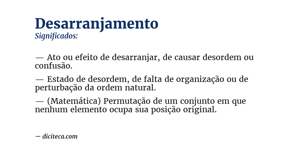 Significado de desarranjamento